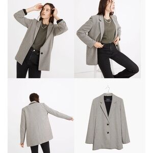 Madewell Dorset Blazer in Houndstooth Women’s Medium Tiny Tooth Coal